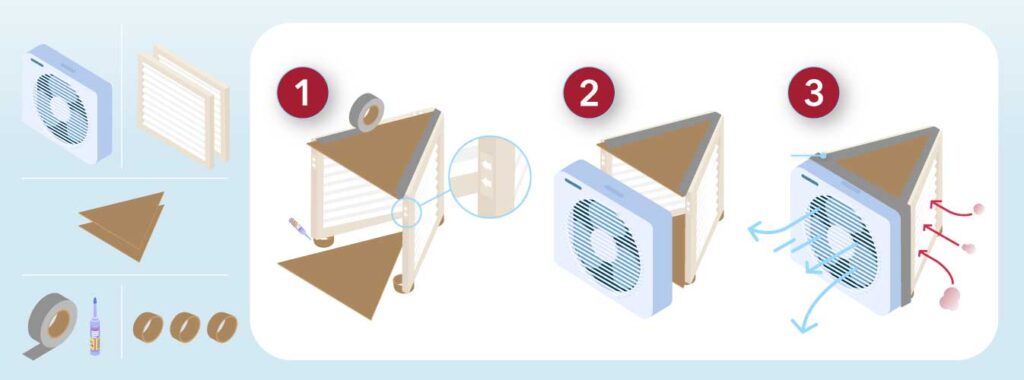 A diagram showing the parts and assembly for a prism filter