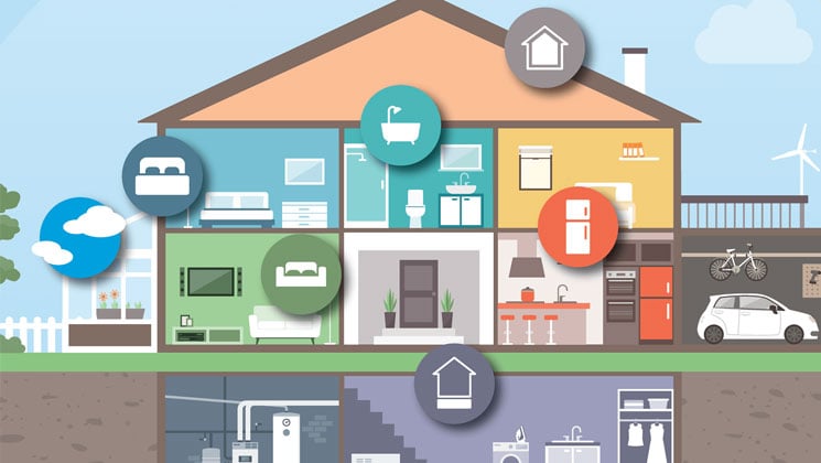 An illustration of rooms in a house