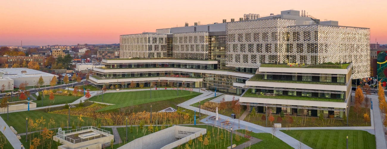 A "green" campus building built with healthier materials 