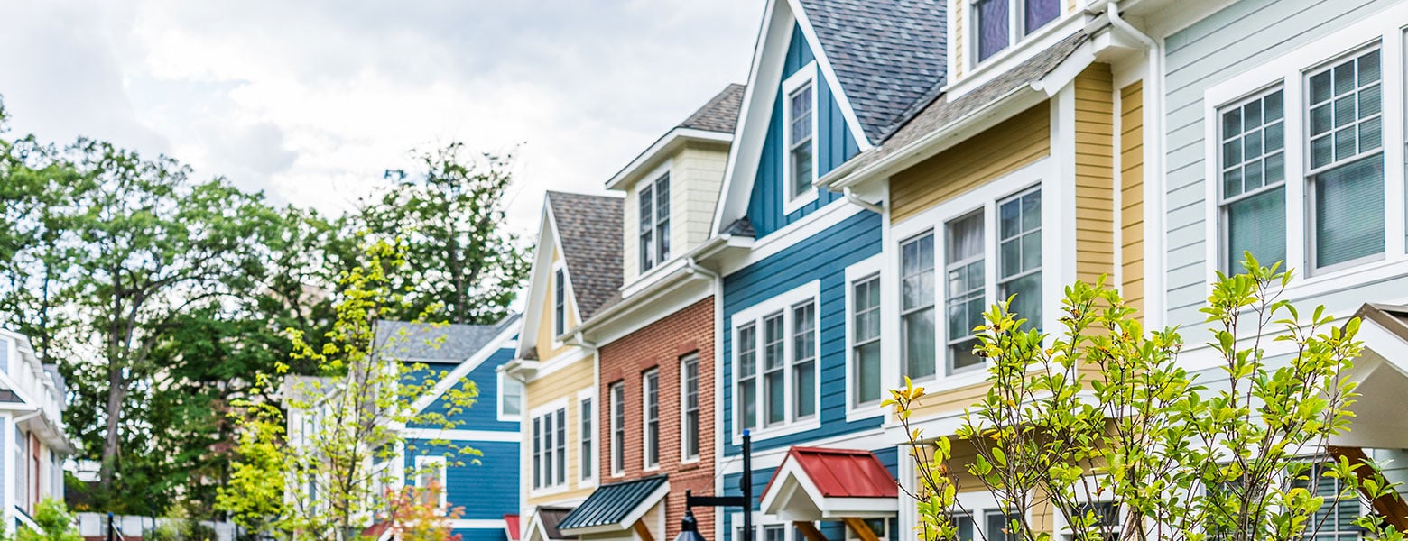 A row of colorful houses